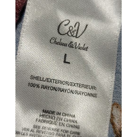 Chelesa & Violet Blue Floral Cold Shoulder Women's Short Romper L Long Sleeves - Picture 5 of 6